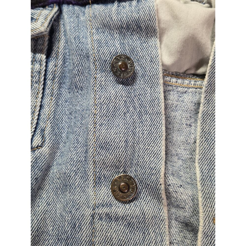 Vintage 90s YES Clothing Co Aztec Denim Trucker Jacket - Boxy Cropped L/XL - Picture 16 of 16